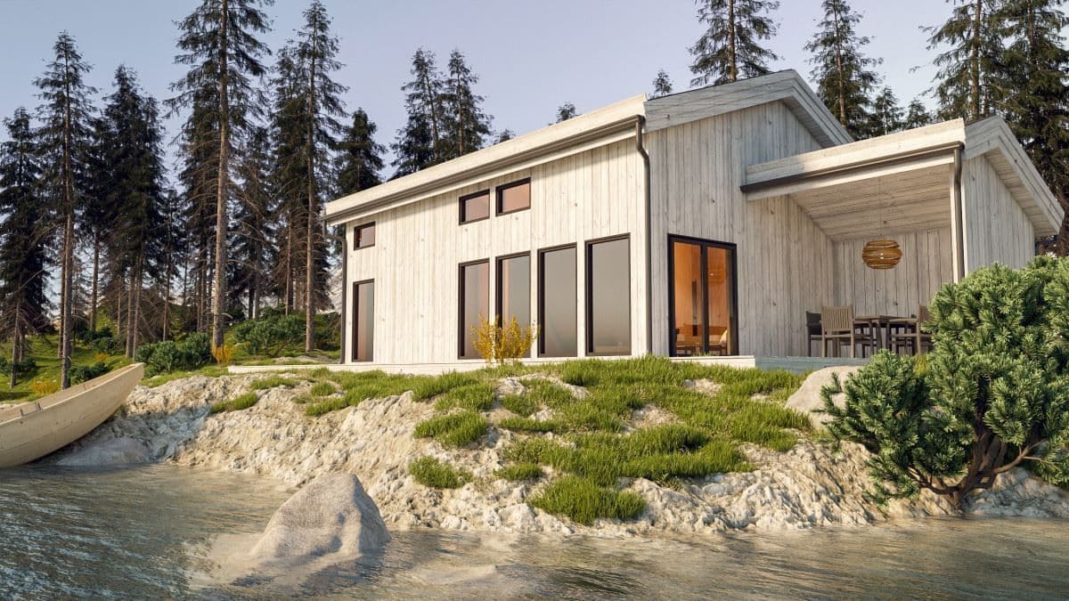 En hytte ved vannet